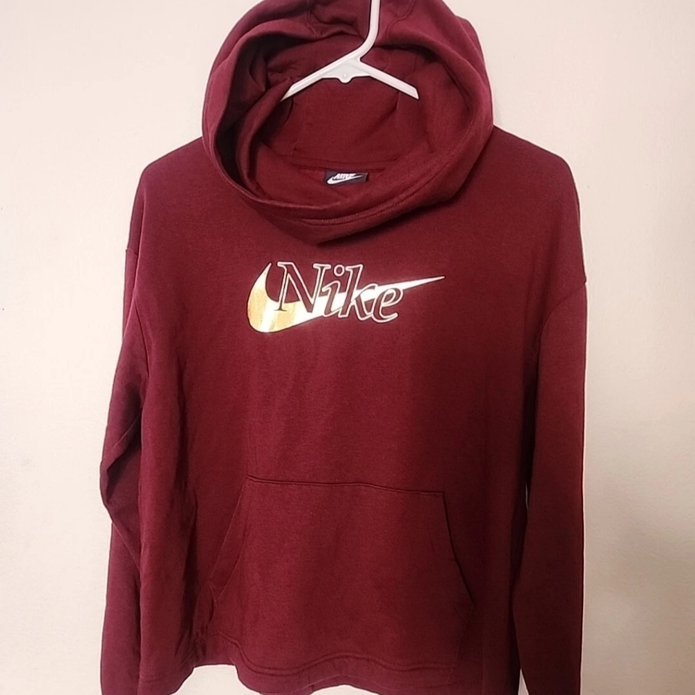 Nike Women's‎ Burgundy Cowl Neck Sweatshirt With Hood